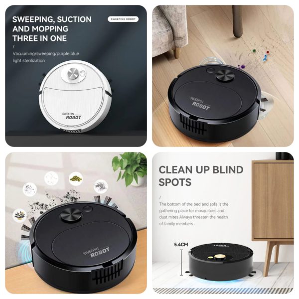 Portable Mini Wireless Smart Sweeping Robot Mopping 3 In1 Rechargeable Cleaning Machine Vacuum Cleaner For Home Office Robot