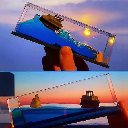 Titanic Cruise Iceberg Fluid Liquid Wave Toys | Moving Titanic Liquid Wave Cruise Ship,nautical Car Dashboard | Living Room | Office |